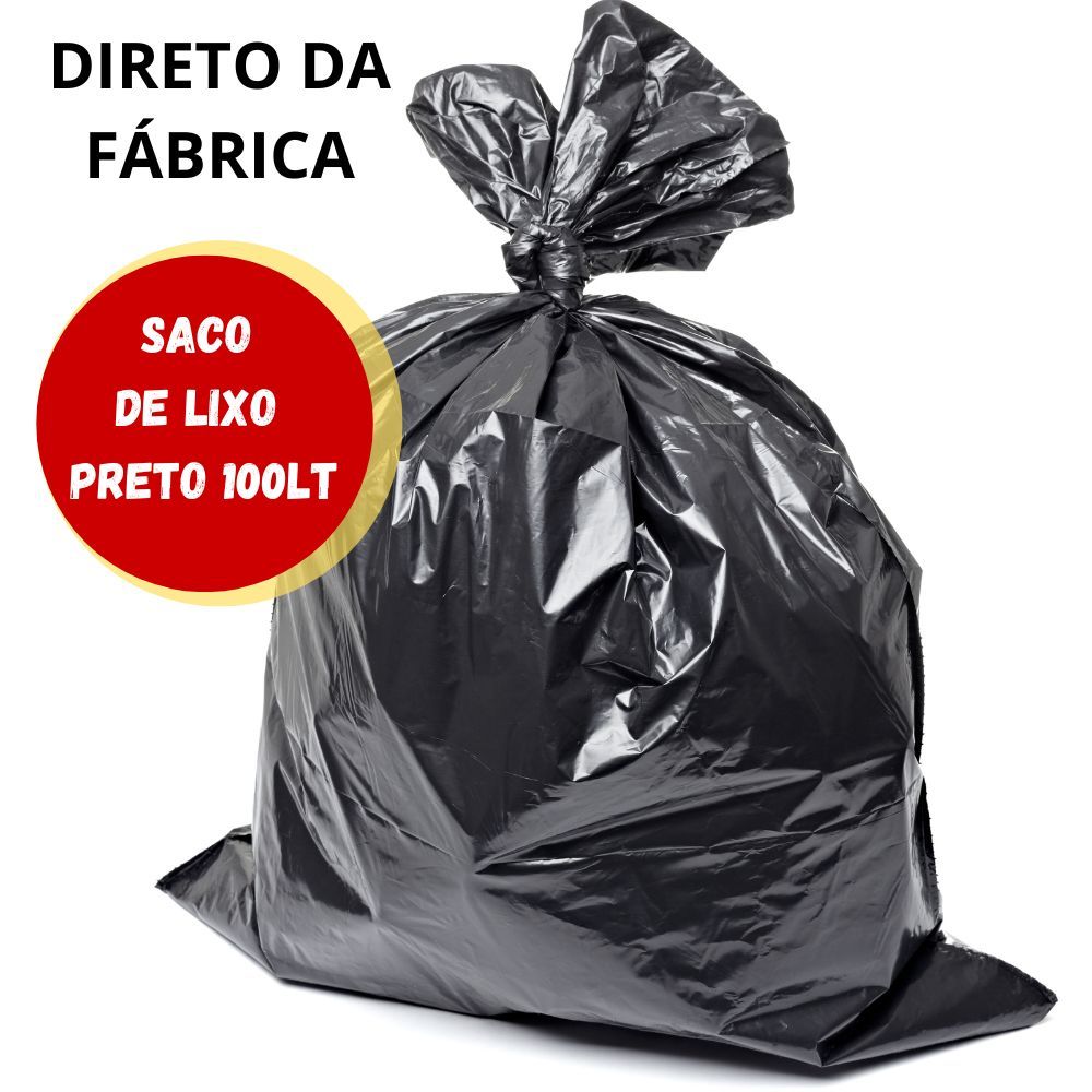 Saco de Lixo Preto 100 Litros  Comum e resistente- Direto da fábrica com 25, 50 ou 100 unidades em Oferta na Shopee