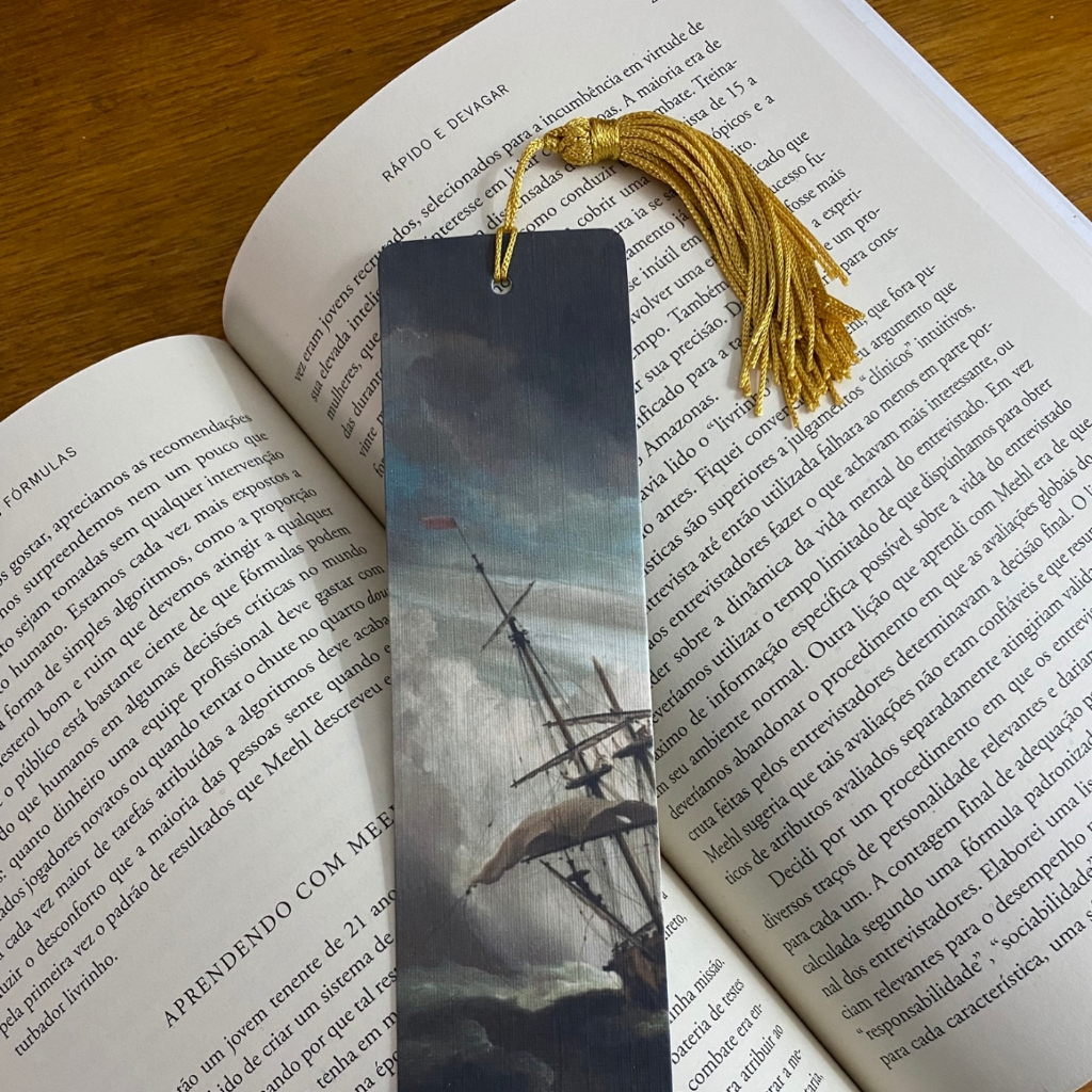 Marcador de Páginas especial com Tassel - A Ship in Need in a Raging Storm– Willem van de Velde II - Ler & Ser
