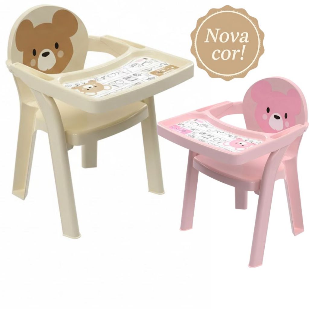 Cadeirinha De Alimentação Refeição Para Bebê Qualidade Plasútil Com Bandeija Cor Bege Rosa Menino Menina- Até 53kg