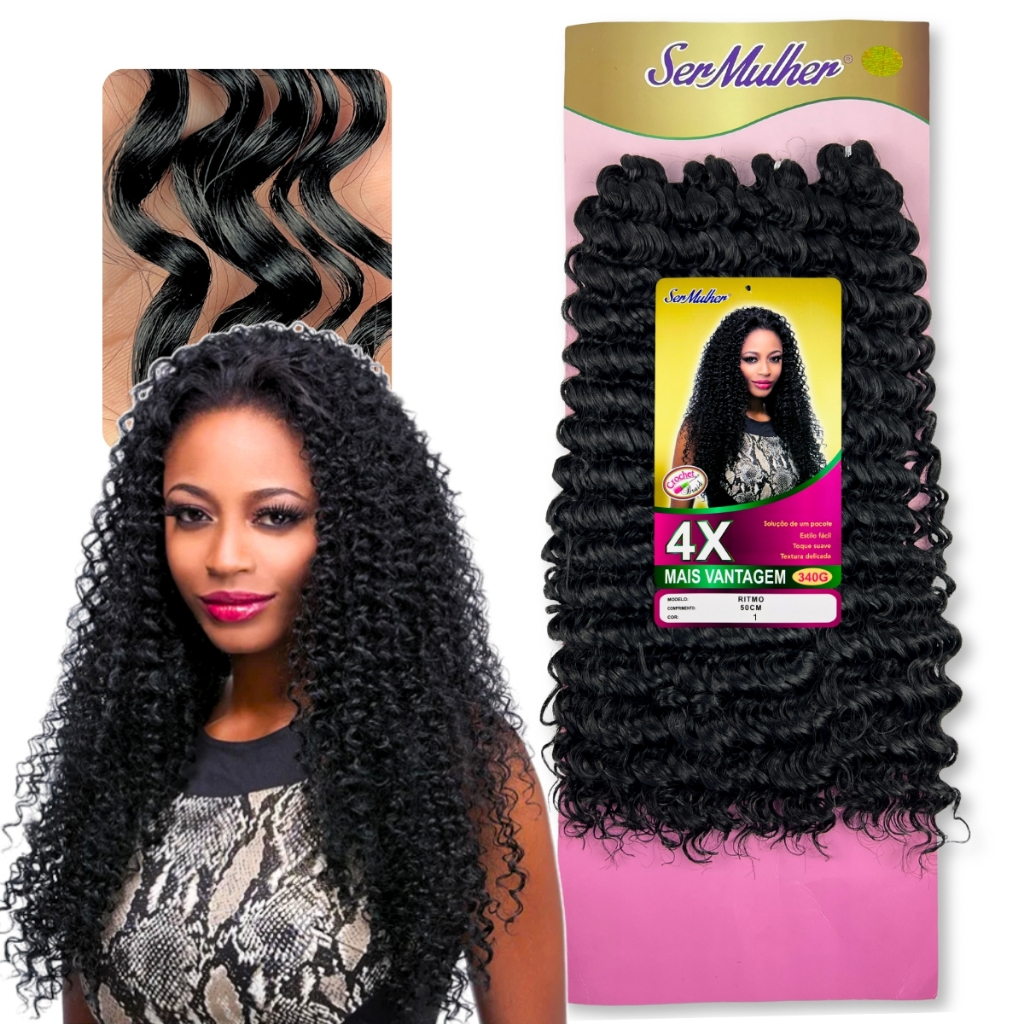 Cabelo Orgânico Cacheado Crochet Braid Ritmo Ser Mulher 50cm Textura Premium