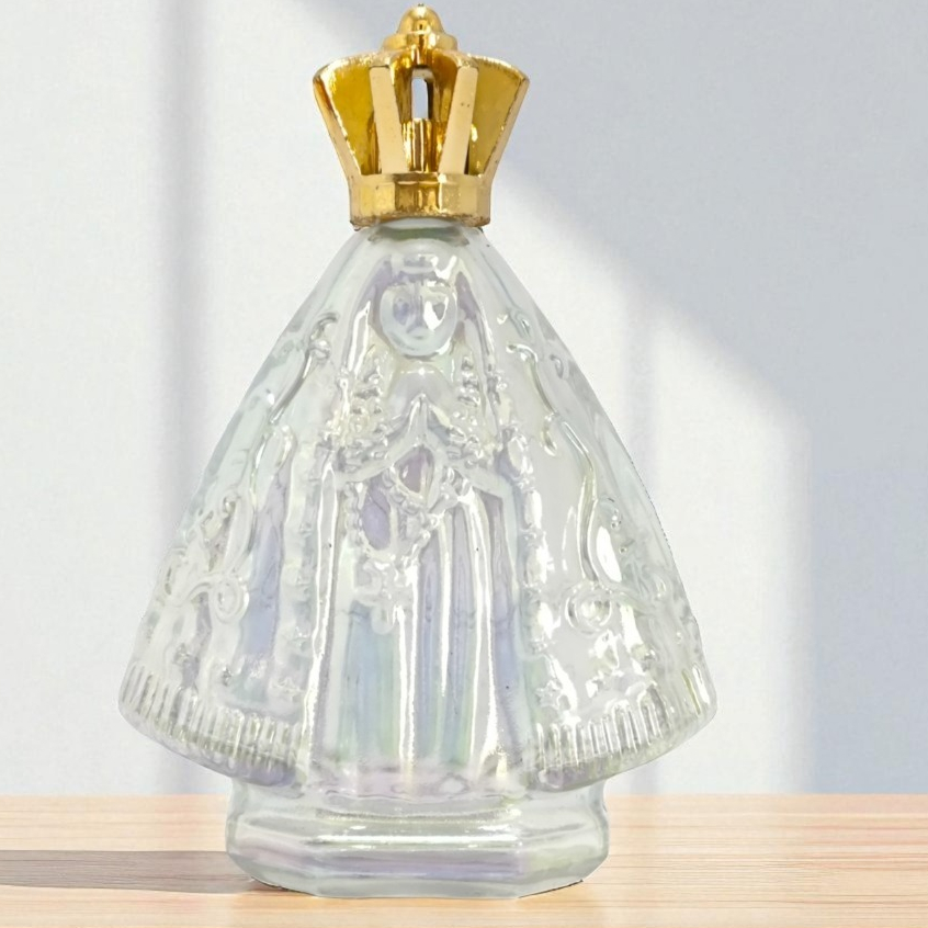 Frasco Porta Água Benta Nossa Senhora Aparecida de Vidro 80ml /Artigo Religioso/Oração/Fé/Lembrança/Casamento/Batizado