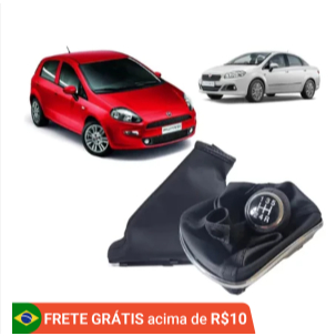 Kit Coifa Câmbio Base Cromada + Manopla Bola + Coifa Freio de mão Punto e Linea