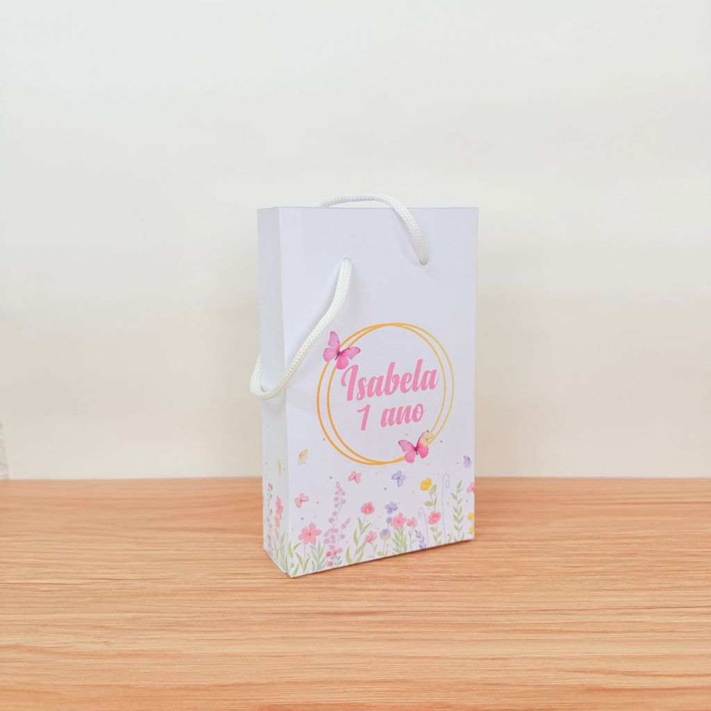 10 SACOLINHAS JARDIM ENCANTADO DAS BORBOLETAS Personalizadas PEGUE E MONTE - Sacolinha Surpresa Personalizada
