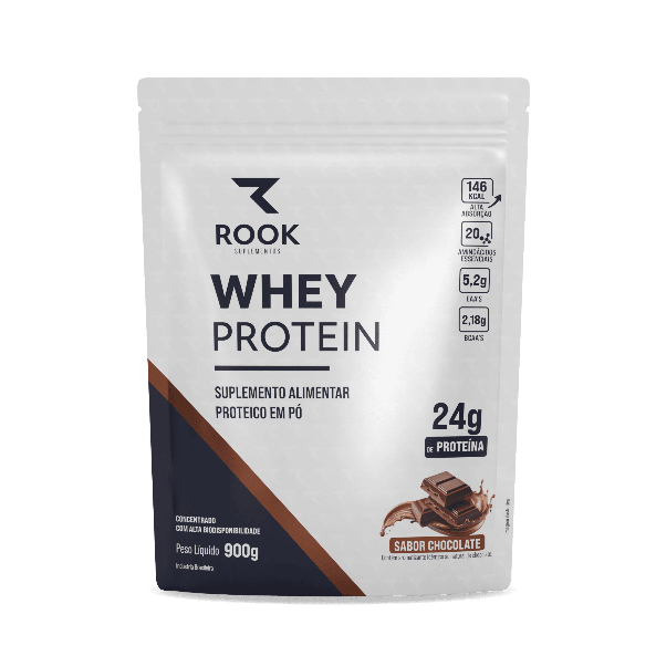 Whey Protein Concentrado Chocolate Suplemento Academia Corrida Concentrada 900g Rook Suplementos