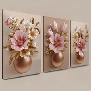 Quadro Sala Abstrato Vaso Geometrico Flores Rosas E Formas Rosa em Oferta na Shopee
