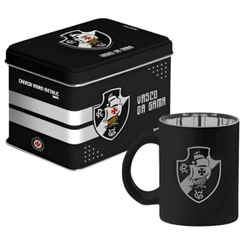 Caneca Vasco da Gama OFICIAL Brasfoot | Kit Presente na Lata | Vidro Diamond Metallic Torcedor