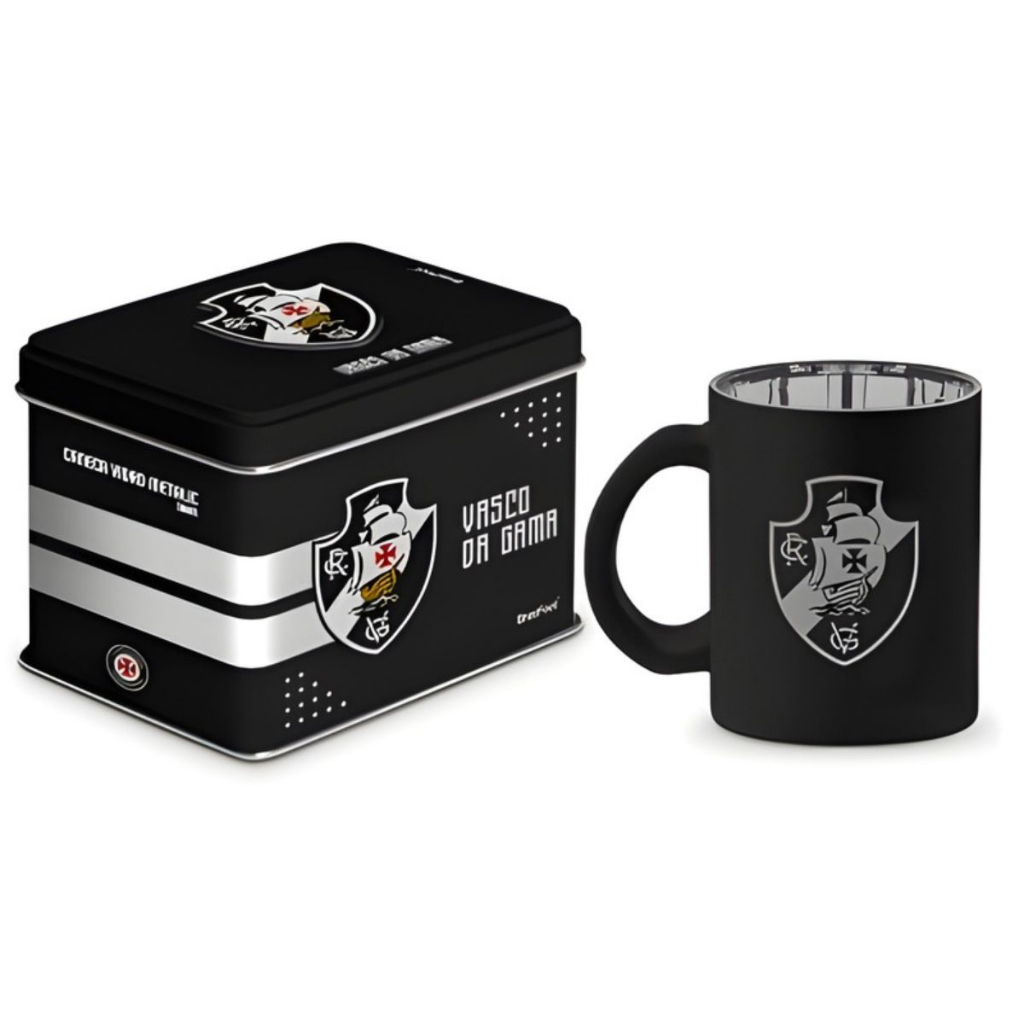 Caneca Vasco da Gama OFICIAL Brasfoot | Kit Presente na Lata | Vidro Diamond Metallic Torcedor — imagem 2 de 2