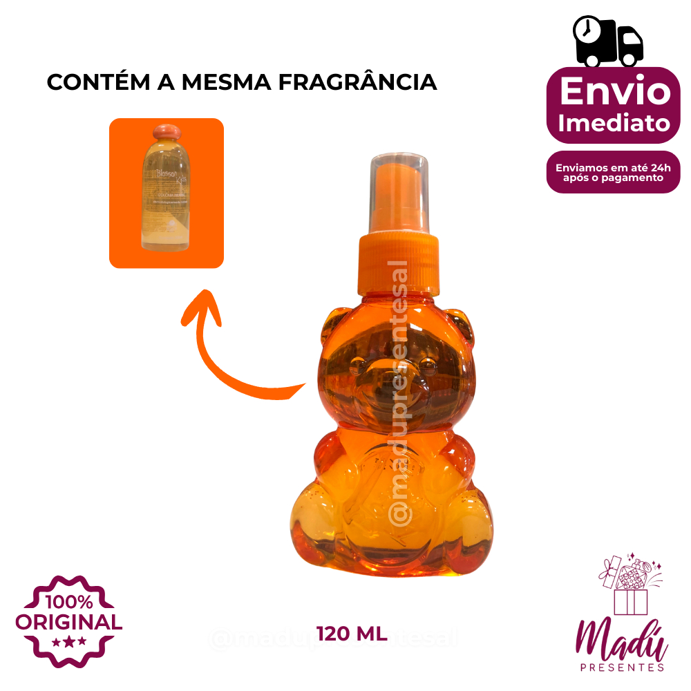 colônia Infantil Blosson Laranjinha 120ml + sacola presenteável, Dermatologicamente Testada colônia Infantil Blosson Laranjinha 120ml + sacola presenteável, Dermatologicamente Testada