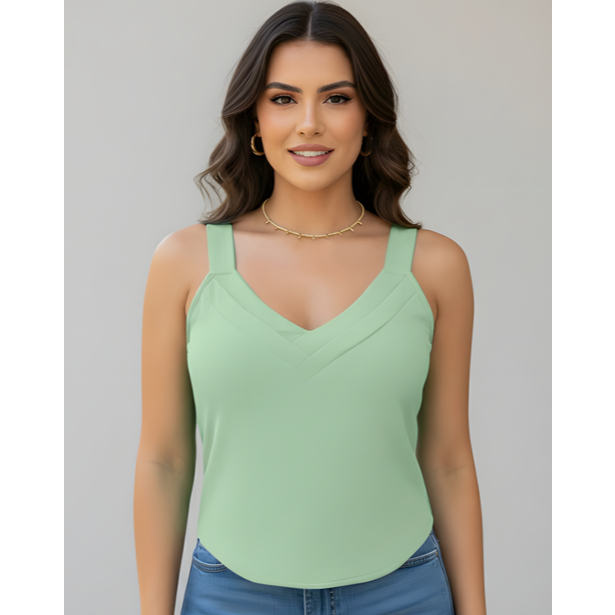 Blusa Regata Gola 2 V Elegante Moda Verão Soltinha Básica Dia a Dia Estilosa Duna Gola Drapeada em Oferta na Shopee