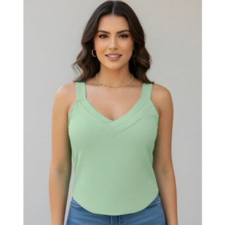 Blusa Regata Gola 2 V Elegante Moda Verão Soltinha Básica Dia a Dia Estilosa Duna Gola Drapeada em Oferta na Shopee