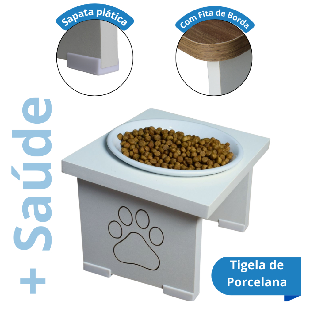 Comedouro Cachorro Sustentável Ergonômico Elevado Pet MDF Simple