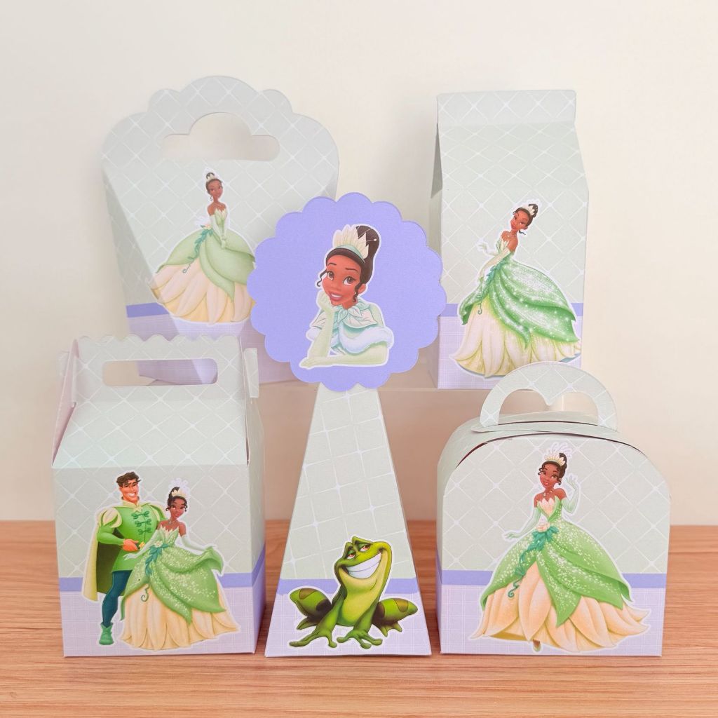 KIT FESTA PRONTA ENTREGA TIANA A PRINCESA E O SAPO Personalizado PEGUE E MONTE Lembrancinhas - Caixinhas Personalizadas