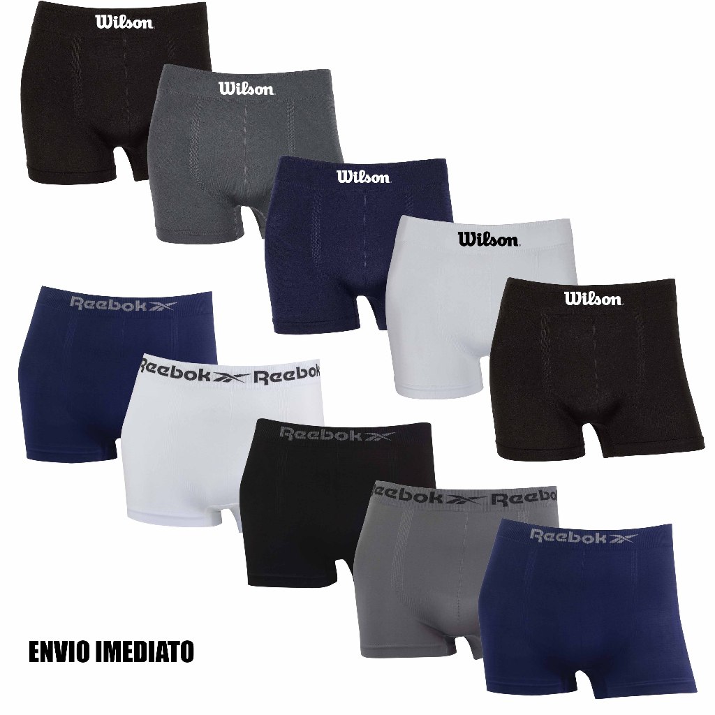 Kit 5 ou 10 cuecas boxer Reebok e Wilson Originais Microfibra confortáveis Sortidas