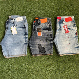 KIT 3 Peças Bermuda Masculina Jeans Jogador Curta Destroy