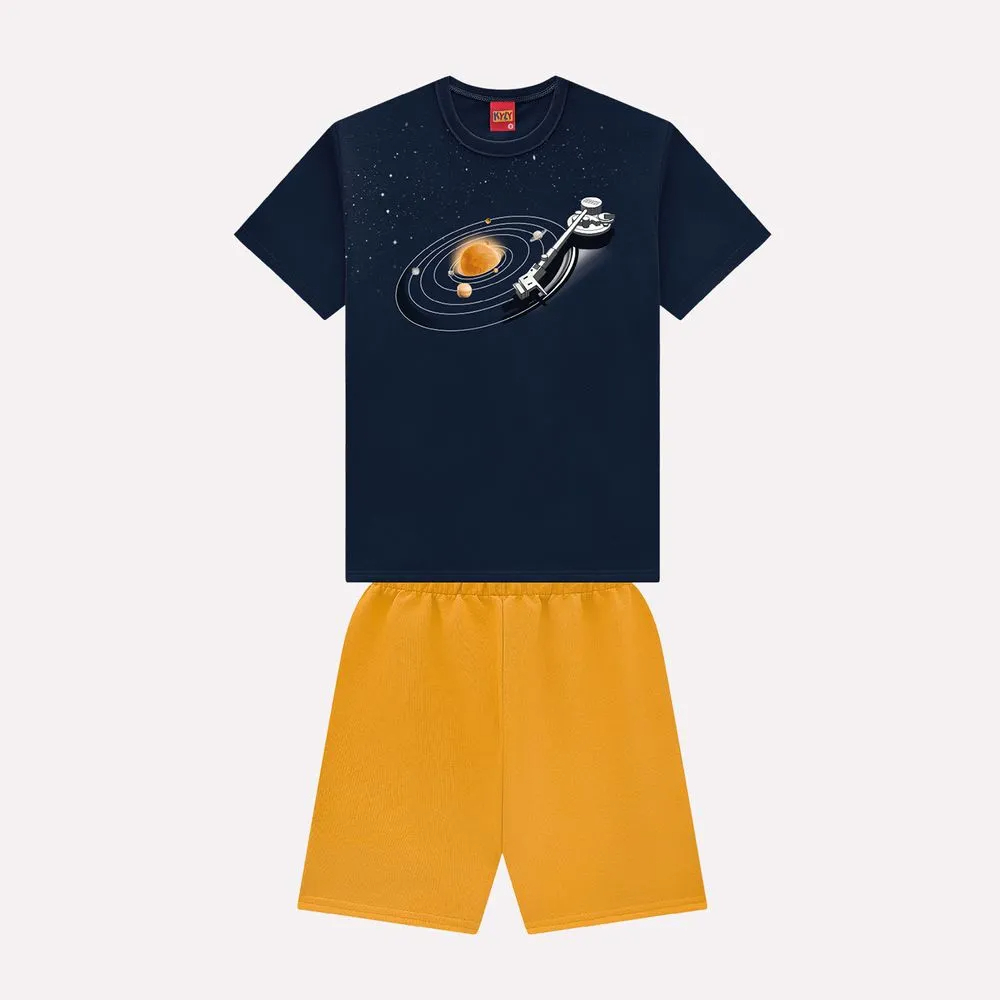 Conjunto Infantil Menino  Camiseta Infantil em Algodão e Bermuda Moletom Masculino Kyly