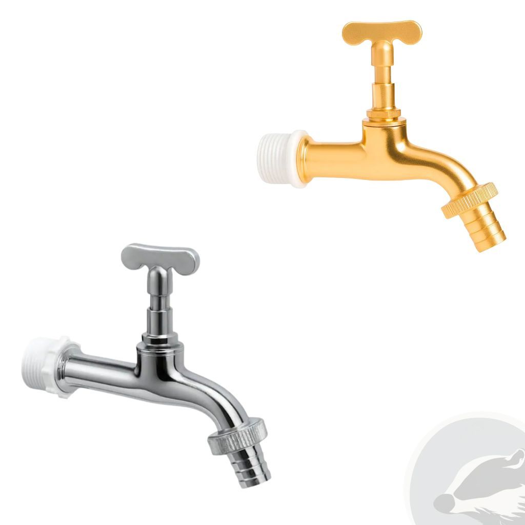 Torneira tanque e Jardim 1/2" e adaptador 3/4" longa Cromada e Dourada para Área Externa - Golfield
