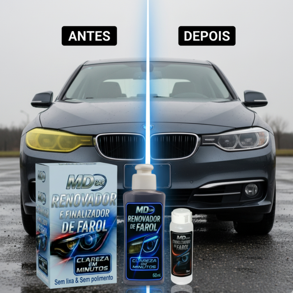 Renovador de Farol - Revitalizador de Farol MD Car - Limpa Farol Amarelado - Remove  Fosco Imediato