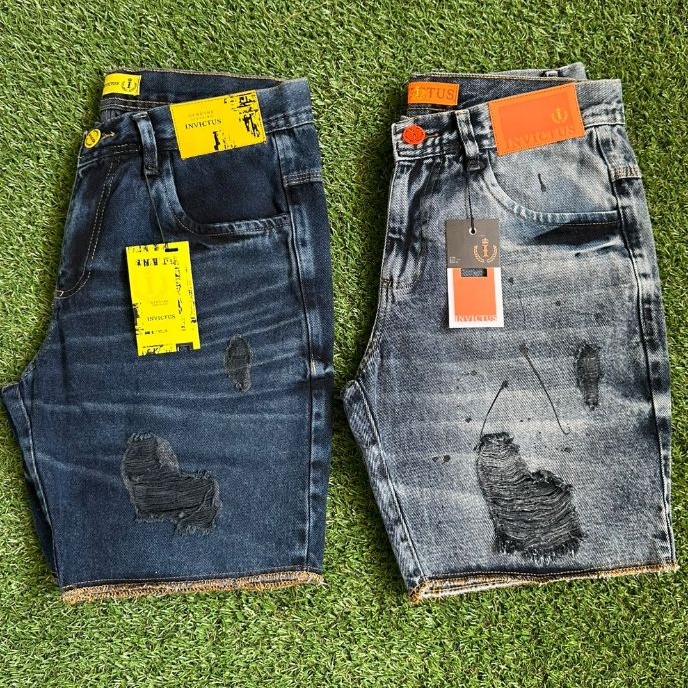 KIT 2 Peças Bermuda Masculina Jeans Jogador Rasgada