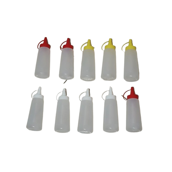kit com 10 bisnagas conjunto bisnaga premium 200ml para molhos variados: catchup, maionese, mostarda e molhos caseiros