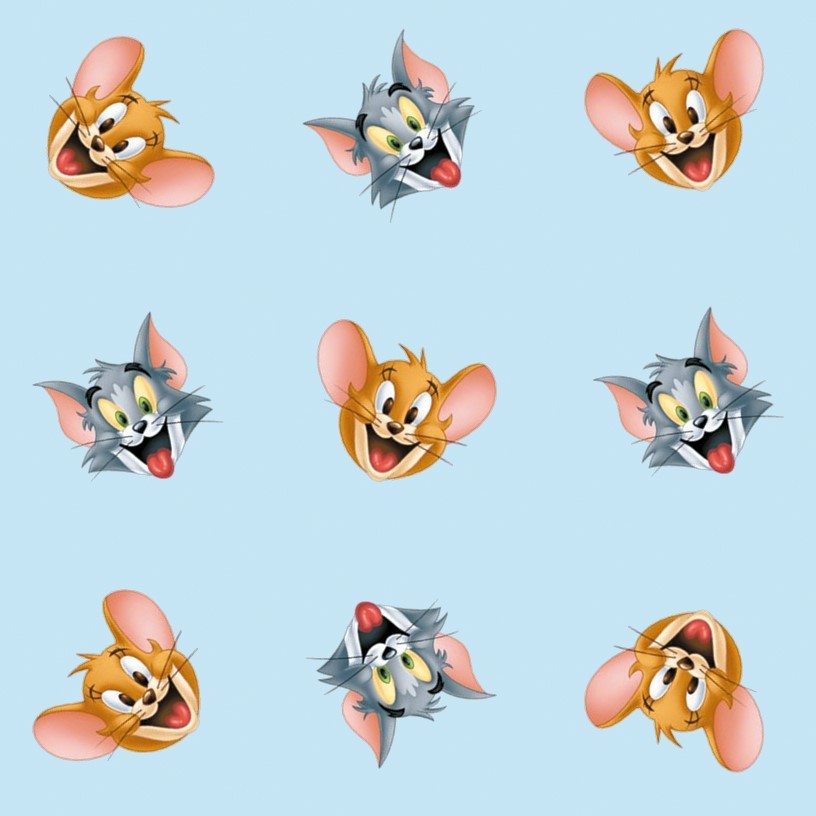 Tecido estampado Tom e Jerry 1,40m Largura x 1,00m Comprimento