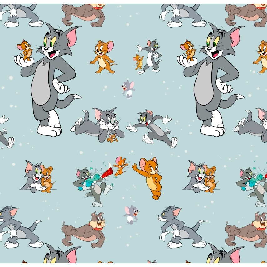 Tecido estampado Tom e Jerry 1,40m Largura x 1,00m Comprimento em Oferta na Shopee