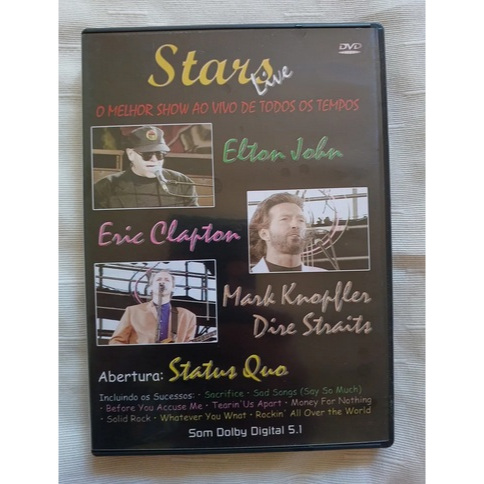 DVD Stars Live - Elton John / Eric Clapton / Dire Straits / Status Quo - Excelente Estado