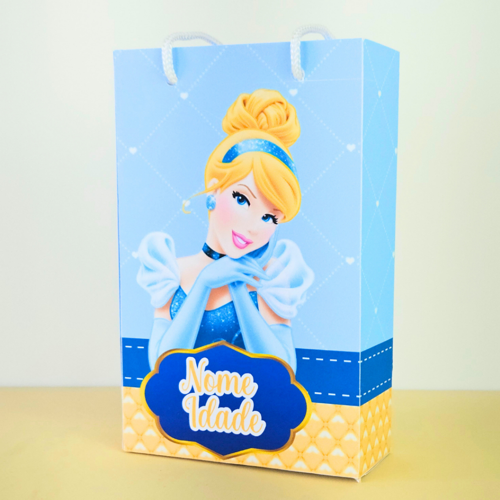 Sacolinha Personalizada Cinderela — 10 a 60 un — Lembrancinha Festa Infantil