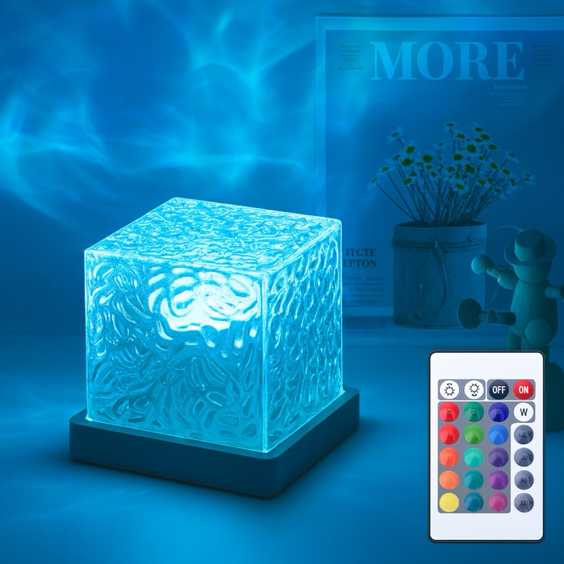 Abajur Quarto Luminária Led De Mesa Touch Projetora Ondas Do Mar Touch Com Controle Luz Noturna em Oferta na Shopee