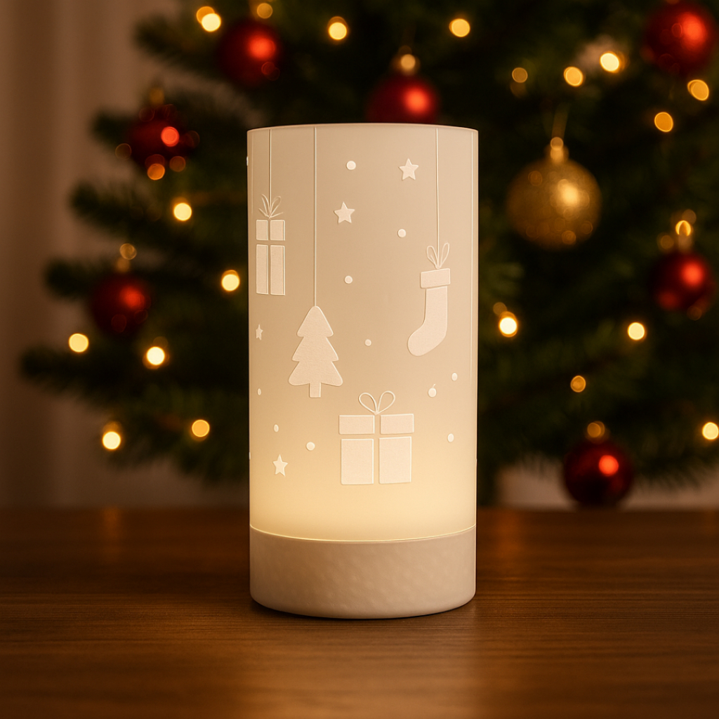 Luminaria Mesa Enfeite Natal Cupula Led Presente Efeito 3D de Natal Decorativo com Luz LED