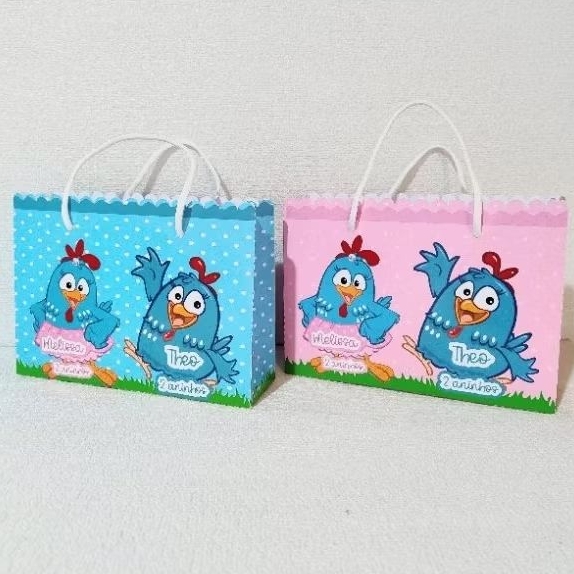 Sacolinha galinha pintadinha lembrancinhas personalizadas festa infantil diversos temas