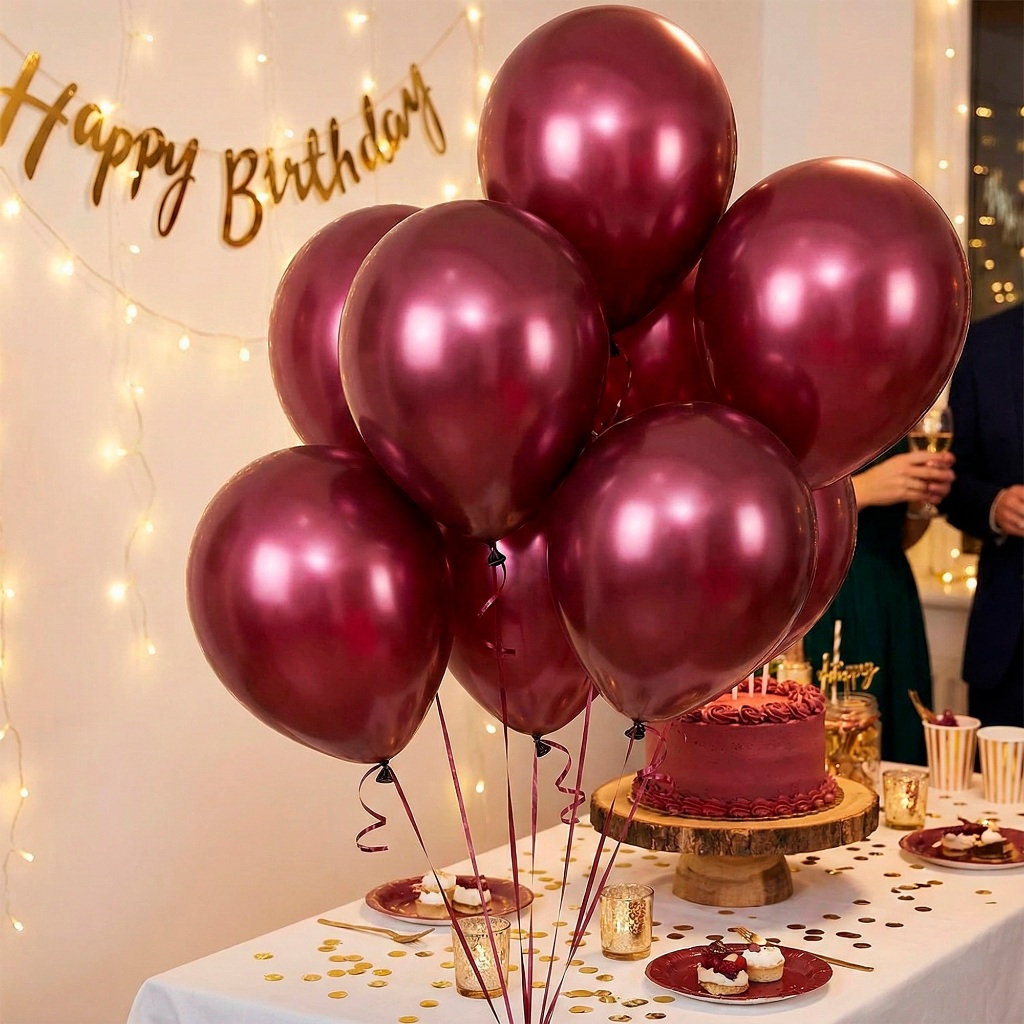 50 Balão Bexigas N9" Decoração Marsala Mais cor e brilho