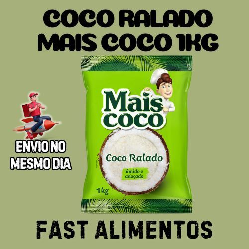 Coco Ralado Fino Mais Coco de 01 kg - úmido e adoçado - fabricado pela Sococo - Coco Fino Ralado