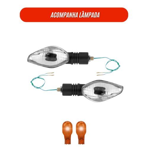 Par de Pisca de Moto Seta Nxr Bros 150/160 Titan Cg 150 Titan 160 Fan 125 Titan 160 Cbx Twister CRISTAL