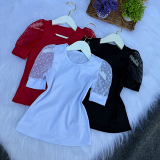 kit 3 Blusa Infantil Manga Tule Princesa Bufante /Blusinha Tule Canelada Manga Curta em Oferta na Shopee