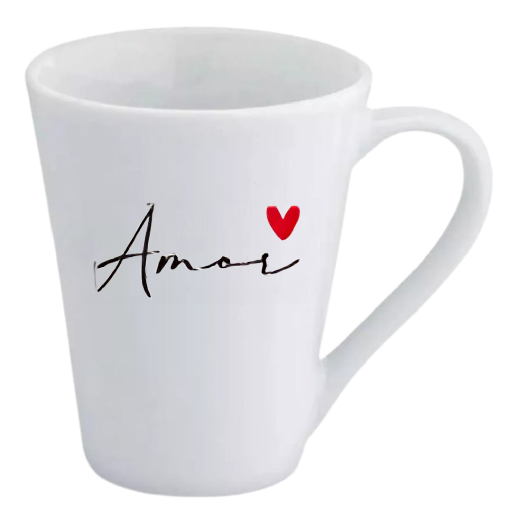 Xicara de porcelana estampadas Caneca 300 ml - gratidão, fé, amor,