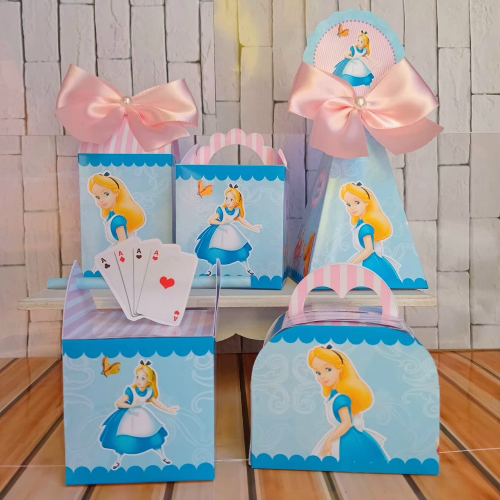 Kit Caixinhas Personalizadas Alice no Pais das Maravilhas Lembrancinha Surpresa para Festa