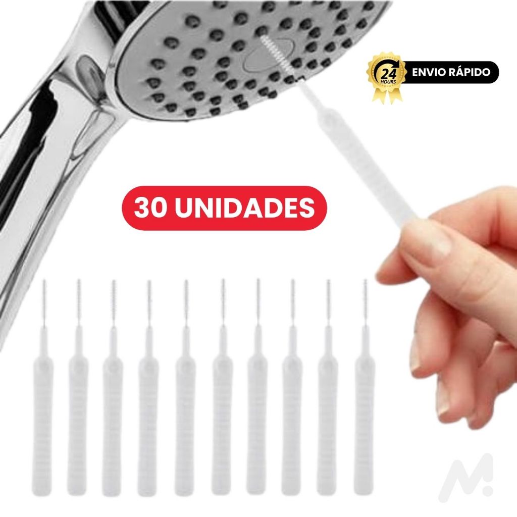 Kit com 30 Escovas Desentope Chuveiro – Mini Limpador Celular, Limpesa Detalhada Multifuncional