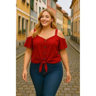 Blusa Ciganinha Plus Size em Tecido Duna , Tam. M = 42.  _ L= G. /44   _ XL=  GG. 46/48 em Oferta na Shopee