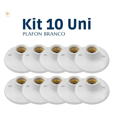 Kit 10 ou 5 Plafon Suporte Lâmpadas Redondo Bocal E27 PORCELANA Branco 110v 220v Paflon  Em Oferta