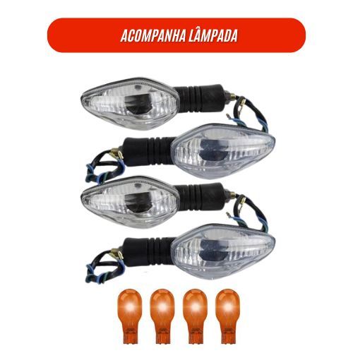 Kit 4 Pisca Seta de Moto Nxr Bros 150/160 Titan Cg 150 Titan 160 Fan 125 Titan 160 Cbx Twister CRISTAL em Oferta na Shopee