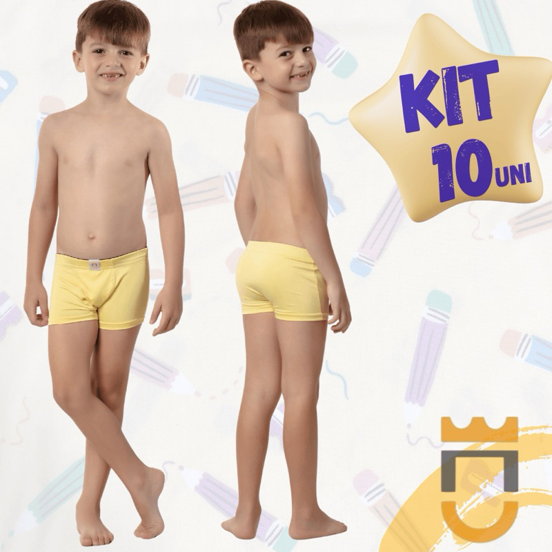 Cueca Boxer Infantil Masculina Microfibra Kit 10 e 5 Uni Confortável  4 a 12 anos Várias Cores Antialérgicas