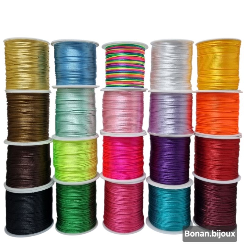 Cordão Fio de Cetim Rabo de Rato 1mm com 20 metros/10 cores - Fio de Seda - Cordonê - Enfeite para Tranças - Acessórios em Oferta na Shopee