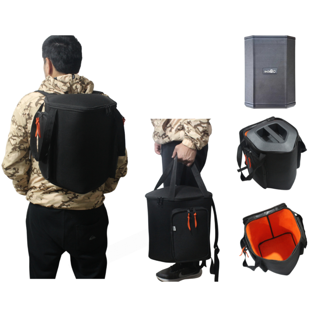 Capa Bag Para Caixa De Som Imenso X74 - Com Bolso P/ dois Microfone