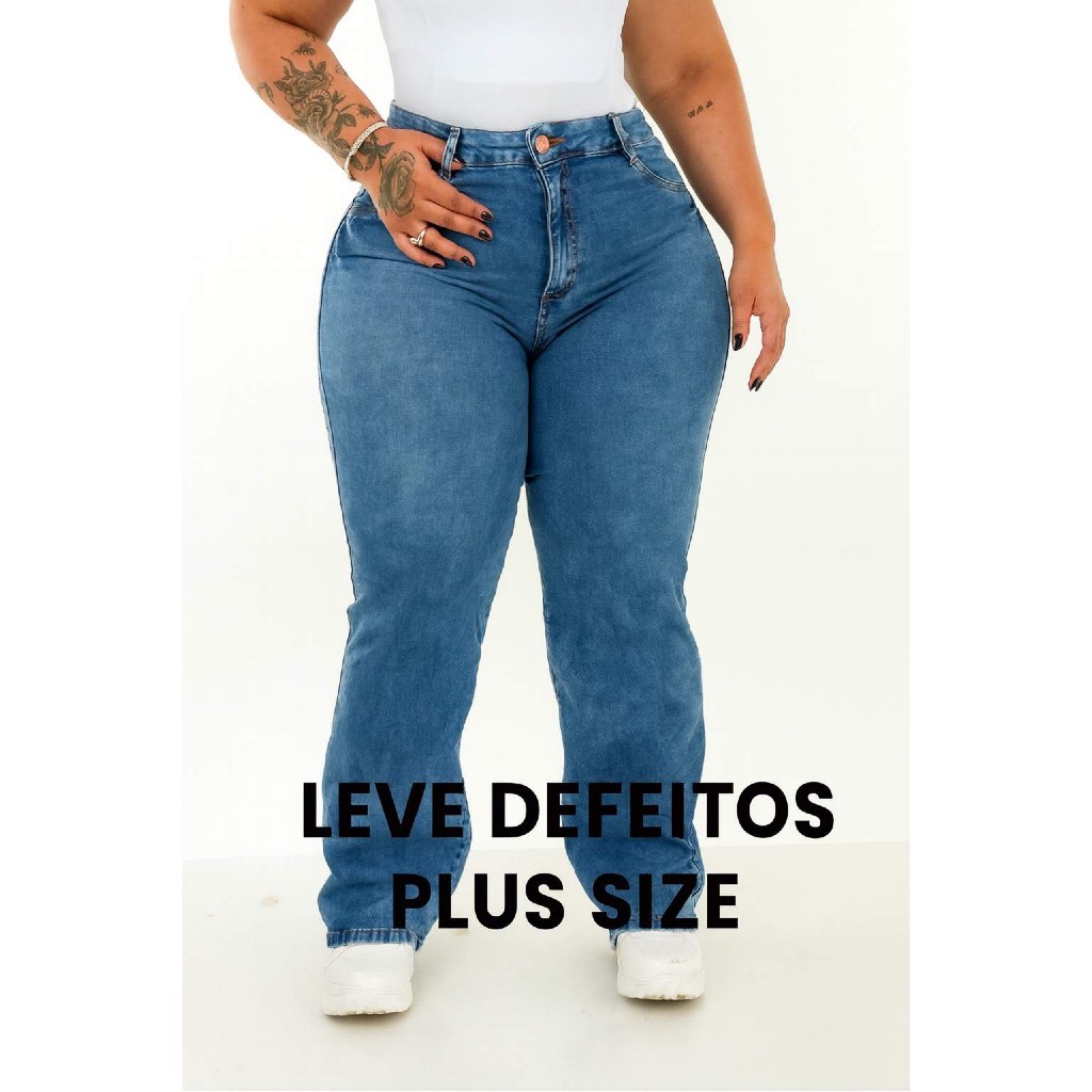 Plus Size Calça Jeans Feminina Cintura Alta Marmorizada ALTA QUALIDADE em Oferta na Shopee