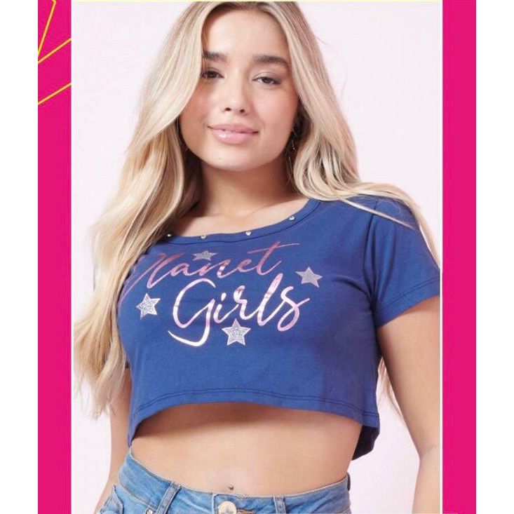 Cropped feminino com brilho planet girls