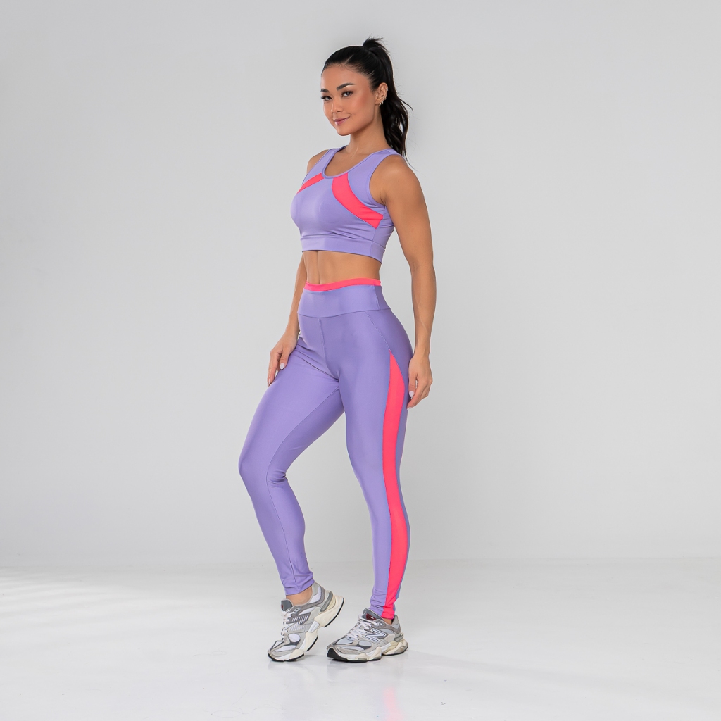 Conjunto de academia feminino roupa fitness Calça Legging  Top Cropped alta compressão em Oferta na Shopee