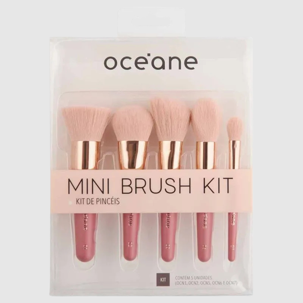 Mini Brush Kit Coral - Mini Kit com 5 Pinceis Coral Oceane