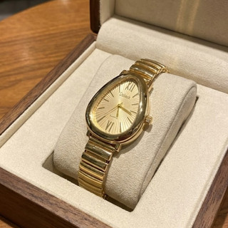 Relogio Feminino Dourado Formato Gota Oval Cobra Pulseira Luxo Aço Inoxidável Moda bracelete