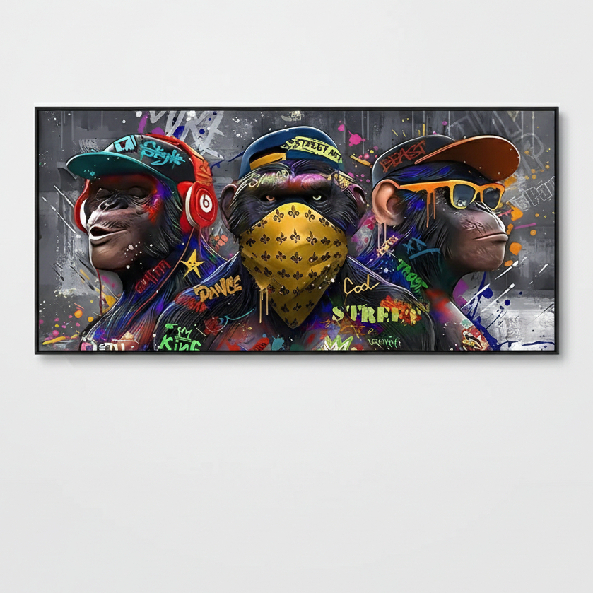 Quadro decorativo Três Monkey Graffiti 60x90
