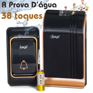 Campainha Residencial Sem Fio Longo Alcance 180m Prova D'água Preto Dourado Casa Segurança em Oferta na Shopee